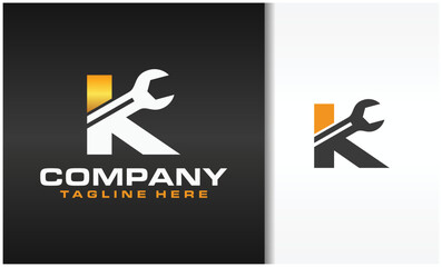 initial letter K wrench logo