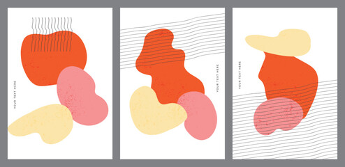 Fototapeta premium Set of creative minimalist artistic hand drawn composition. Abstract art design for print, cover, wallpaper, minimal and natural wall art. Vector illustration.