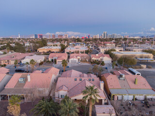 Suburban Homes with Las Vegas Strip in the Distance During Blue Hour © Hanyun