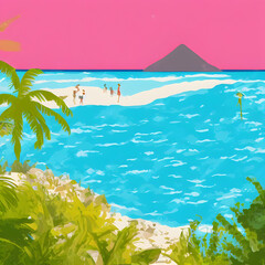 Fototapeta na wymiar Natural environment Cancun Mexico colorful illustration 