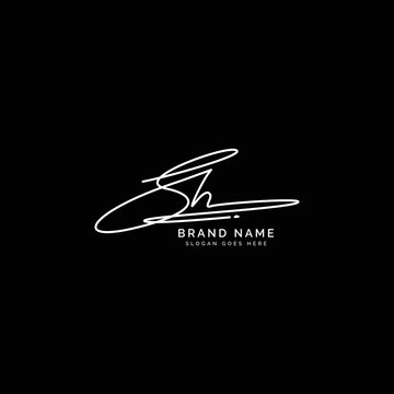 Initial Letter SH Logo in signature and handwritten style