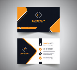 Professional Orange and Dark Blue Corporate Business Card Design Template