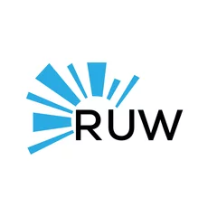 Fotobehang RUW letter logo. RUW blue image on white background and black letter. RUW technology  Monogram logo design for entrepreneur and business. RUW best icon.  © image