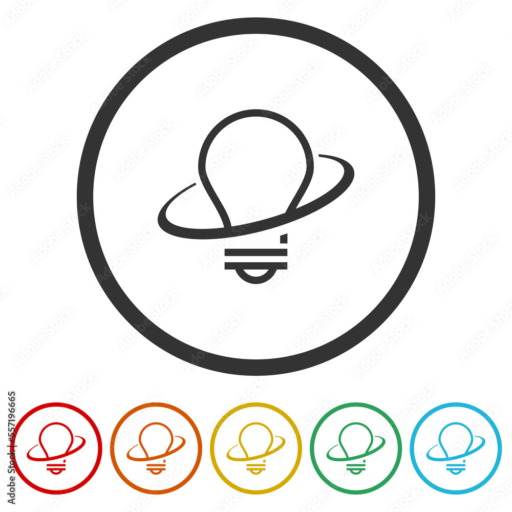 Poster light bulb logo. set icons in color circle buttons