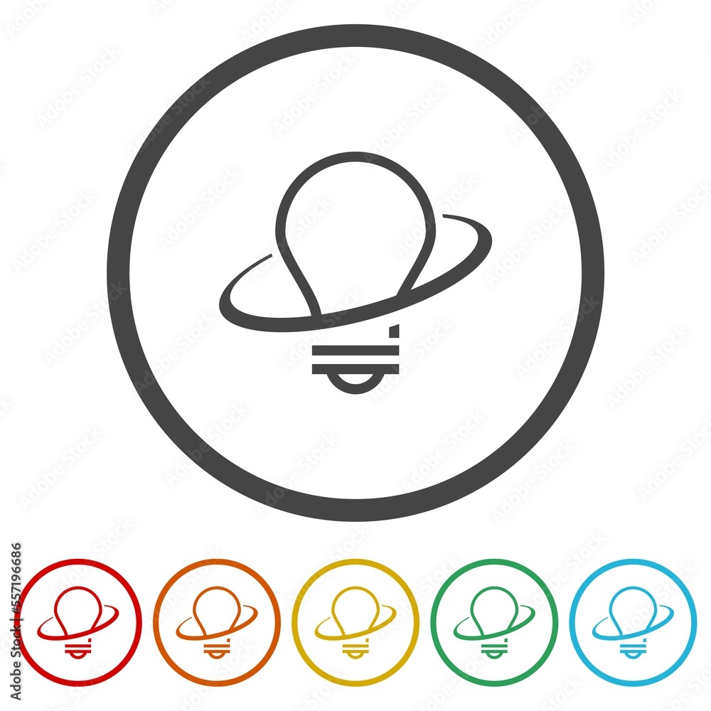 Poster light bulb logo. set icons in color circle buttons