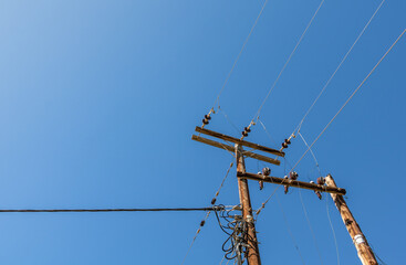 Wooden power pole