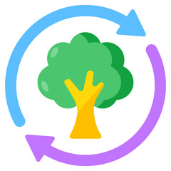 An editable design icon of tree recycling 