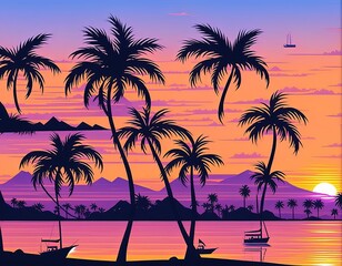 Fototapeta na wymiar sunset on the beach, 