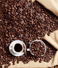 coffee beans and cup