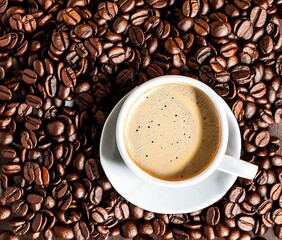coffee beans and cup