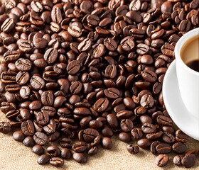 coffee beans and cup