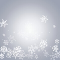 White Snow Vector Gray Background. magic Silver