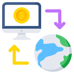 Dollar with globe, vector design of global money