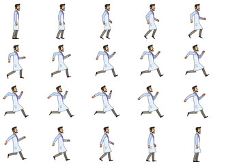Fototapeta na wymiar Doctor 2D Animation sprite-sheets for videos and games..Doctor jumping
