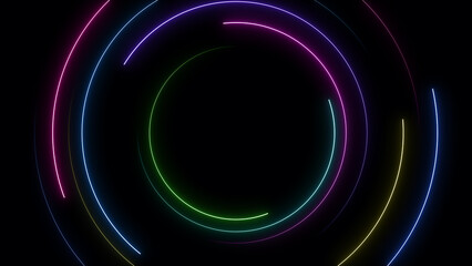 Neon geometric glow on black background