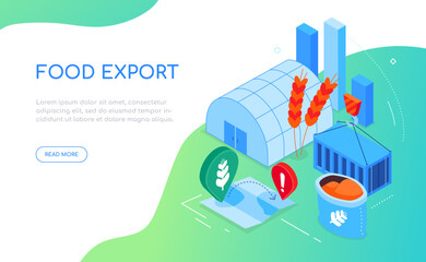 Food export - modern colorful isometric web banner