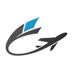 Obraz premium Airplane with a Long Blue and Black Tail