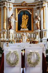 Ślubna dekoracja kościoła - obrazy, fototapety, plakaty