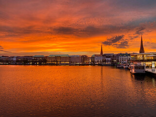Naklejka premium sunset in hamburg