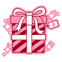 Valentine Gift with Ribbon and Love Clipart Design. Simple style and color. Good for icon
