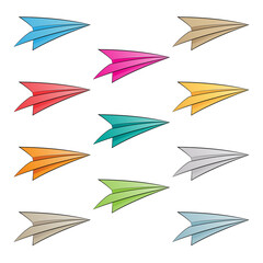 Fototapeta na wymiar Colorful Paper Planes with Black Outlines