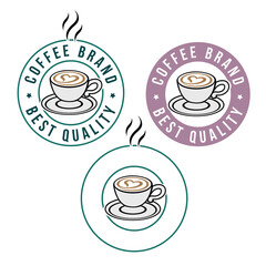 Colorful Round Coffee and Heart Icon with Text - Set 4