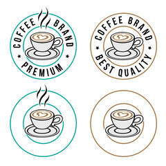 Colorful Round Coffee and Heart Icon with Text - Set 7