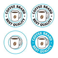 Colorful Round Coffee Mug and Bean Icons with Text - Set 5