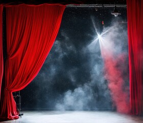red curtain with spotlight
