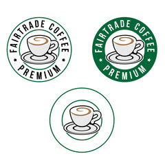 Colorful Round Swirly Coffee Cup Icon with Text - Set 4