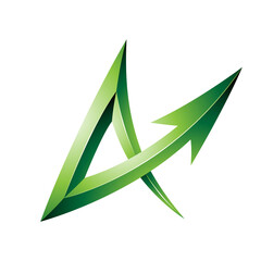 Embossed Green Arrow Shaped Letter A