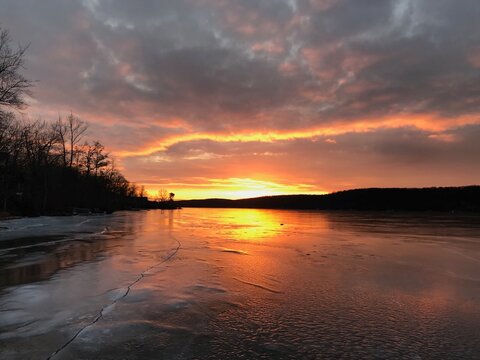 sunset in green pond, NJ
