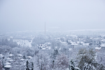 Fototapeta na wymiar Dorf im Schnee