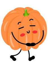 Funny orange pumpkin mascot walking