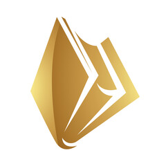 Golden Book Icon on a White Background