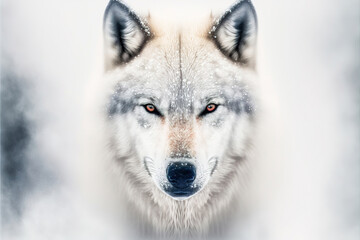 white wolf in the snow, generative ai