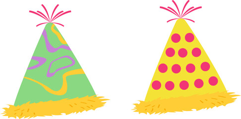 Stripes Party Hat With Fur Vector