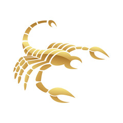 Fototapeta premium Golden Glossy Scorpion Icon on a White Background