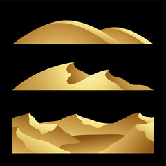 Golden Hills Dunes and Mountains on a Black Background