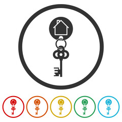 Apartment icon. Set icons in color circle buttons