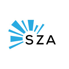 Naklejka premium SZA letter logo. SZA blue image on white background and black letter. SZA technology Monogram logo design for entrepreneur and business. SZA best icon. 