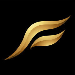 Fototapeta premium Golden Letter F Symbol on a Black Background - Icon 6