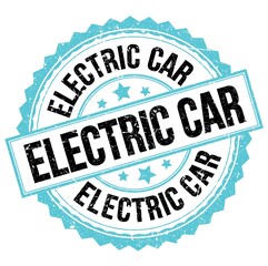 Obraz premium ELECTRIC CAR text on blue-black round stamp sign