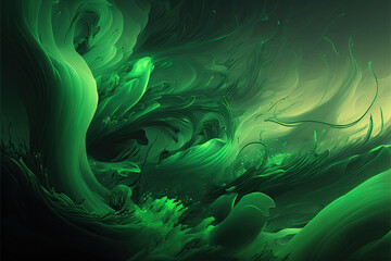 Abstract background with green flows.
