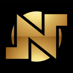 Golden Letter N Symbol on a Black Background - Icon 6