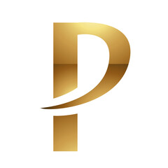 Golden Letter P Symbol on a White Background - Icon 9