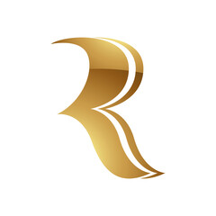 Fototapeta na wymiar Golden Letter R Symbol on a White Background - Icon 3