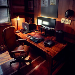 Workplace in office. Place of director or manager.