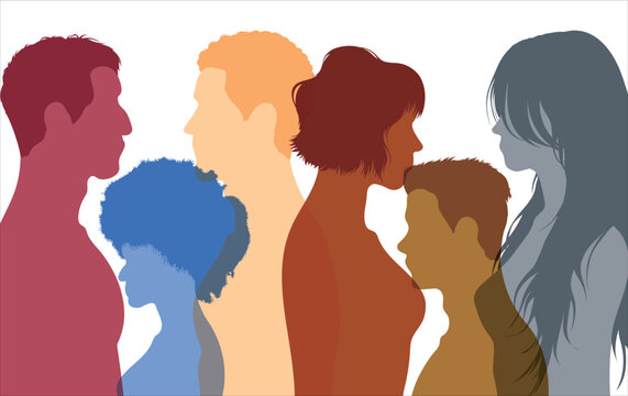 The community is multi-ethnic and multicultural. Various cultures represented in the crowd. Nationality-mixed group of citizens.