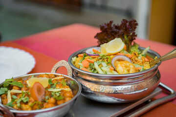 close-up of indian food, dish with chickpeas